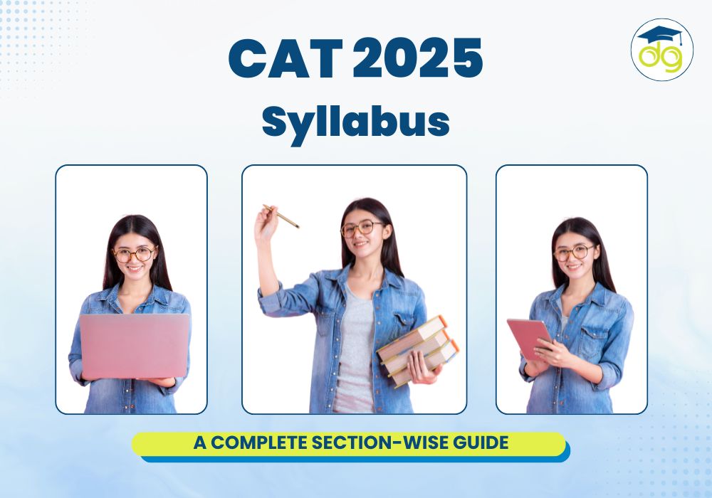 CAT 2025 syllabus guide showing section-wise topics, exam pattern, and weekly study schedule