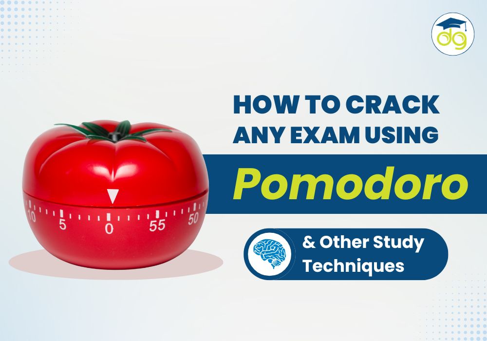 Student using Pomodoro timer and study planner with books and flashcards for exam preparation success