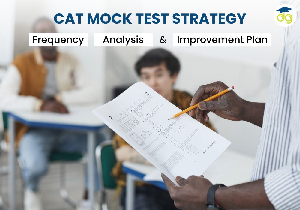 CAT 2025 aspirant analyzing mock test results to improve percentile with strategic preparation in a focused study setting