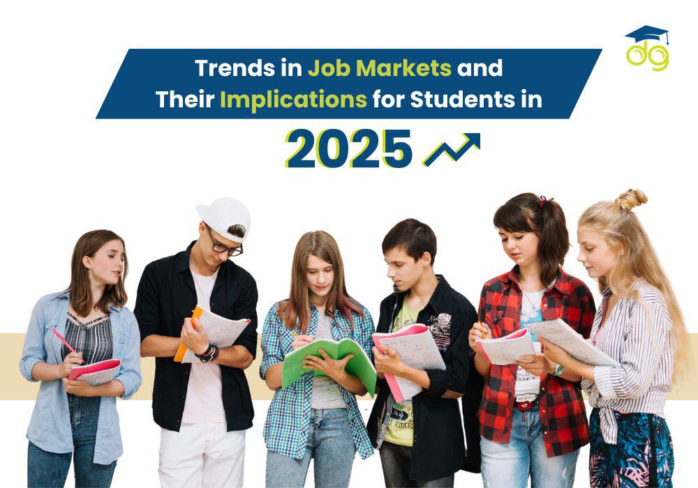 Students analyzing job market trends and future career opportunities in 2025.