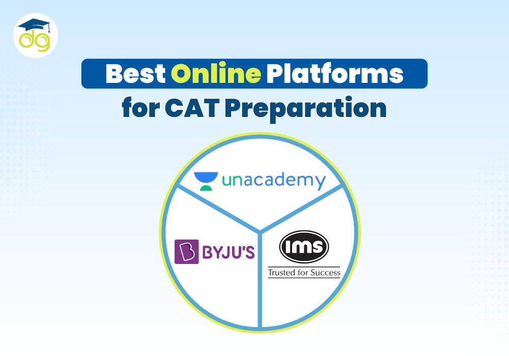 CAT preparation student comparing Unacademy, BYJU’s, and IMS platforms for best coaching and mock tests in 2025