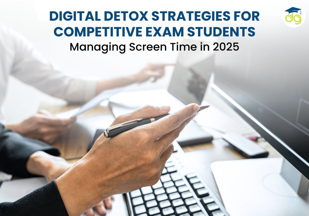 Student preparing for competitive exams while reducing screen time using digital detox and offline study techniques in 2025