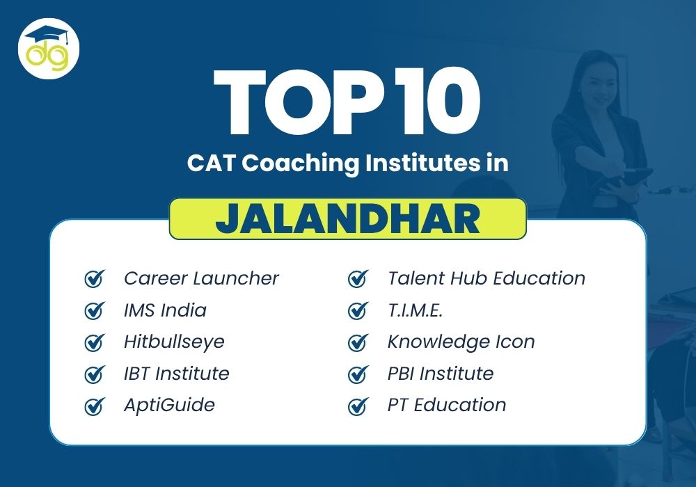 Students attending a CAT coaching class in Jalandhar with books, tests, and a teacher explaining strategies