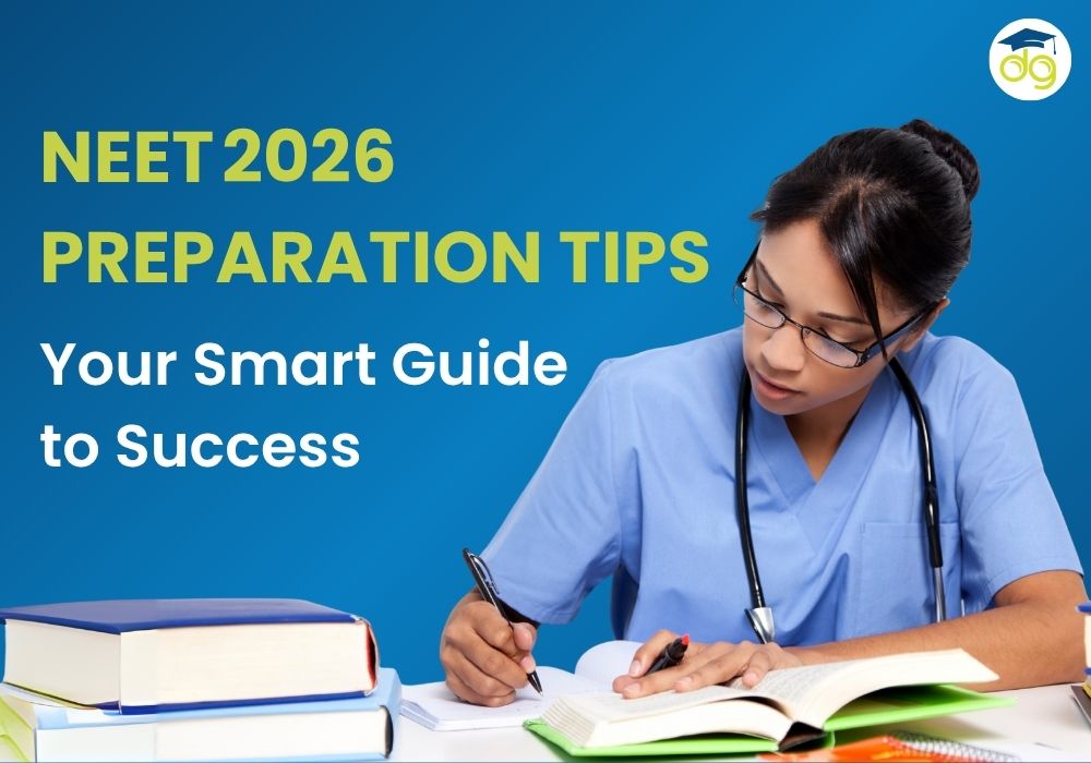 Student preparing for NEET 2026 with books, flashcards, and a focused study plan at a clean desk setup